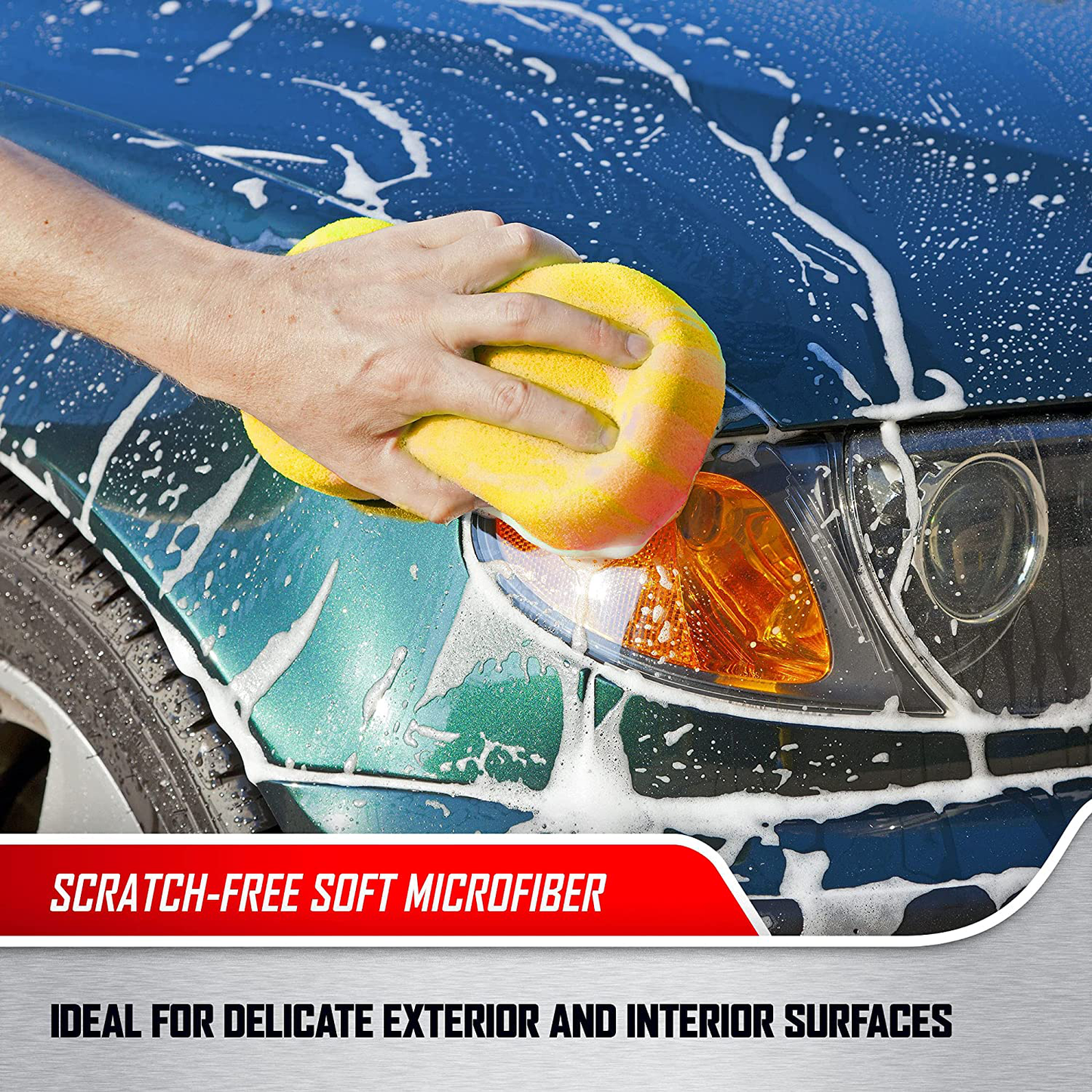 Turtle Wax 15-Peice Car Wash Bucket and Detailing Kit: Wash Mitt, Sponge, 2 Microfiber Cloths, Wax Applicator with 2 Pads, 5 Polishing Wipes, and Brush