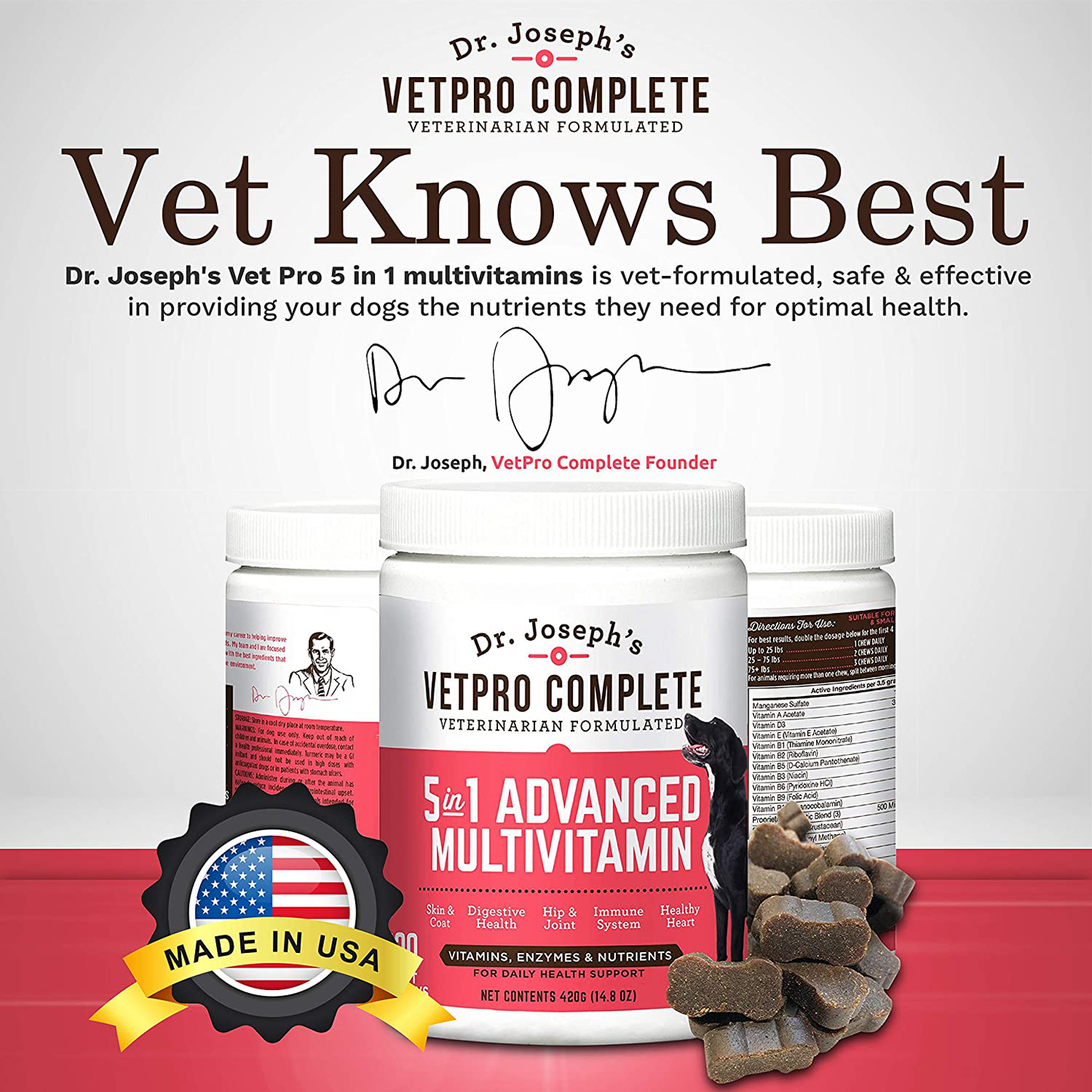 VetPro Dog Vitamins and Supplements - Glucosamine for Hip and Joint Health, Immune System Support, Allergy Meds