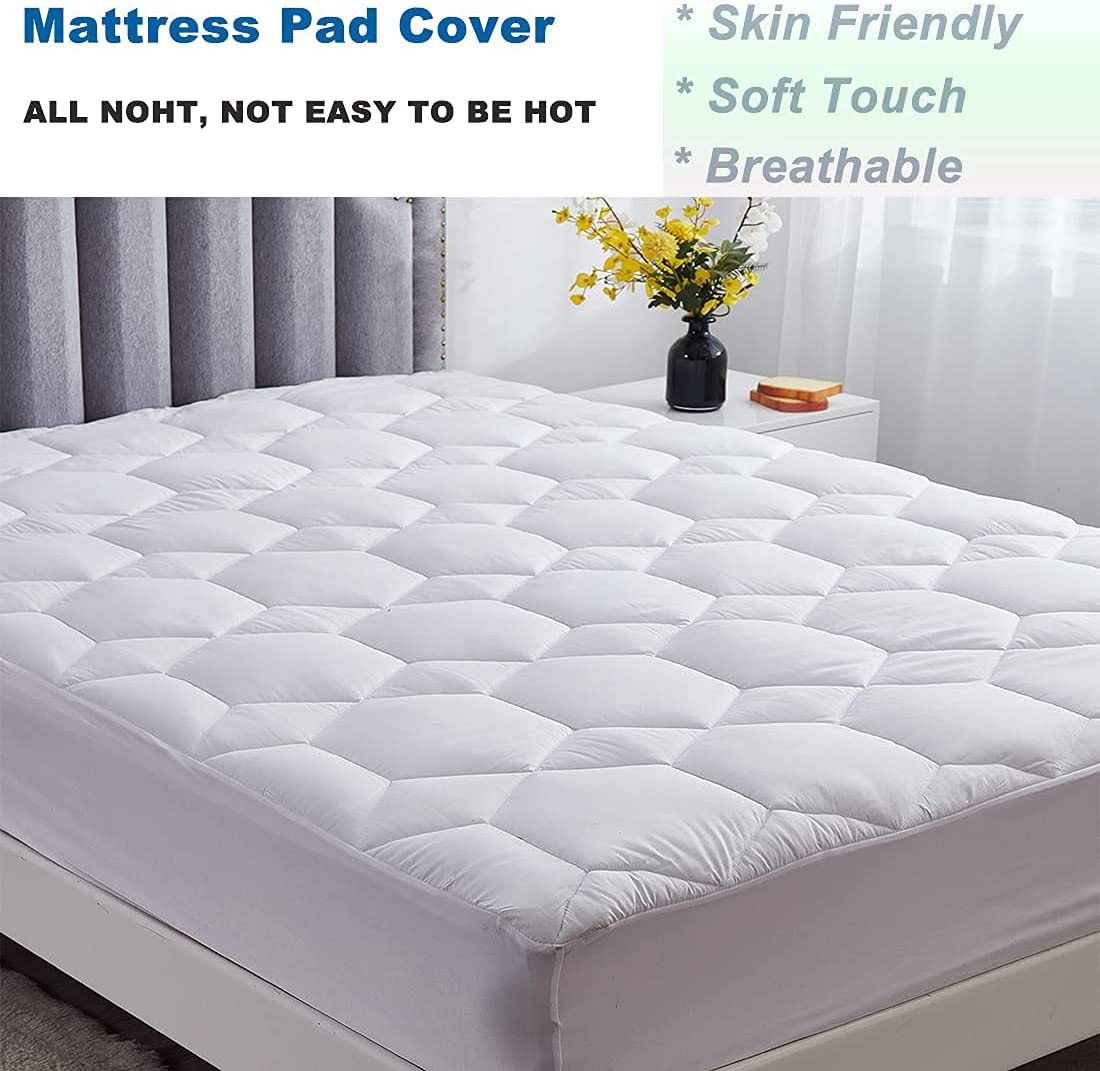 Gehannah California King Mattress Pad Soft Mattress Cover, Breathable Noiseless Quilted Fitted Mattress Protector with 8-21" Deep Pocket Mattress Topper