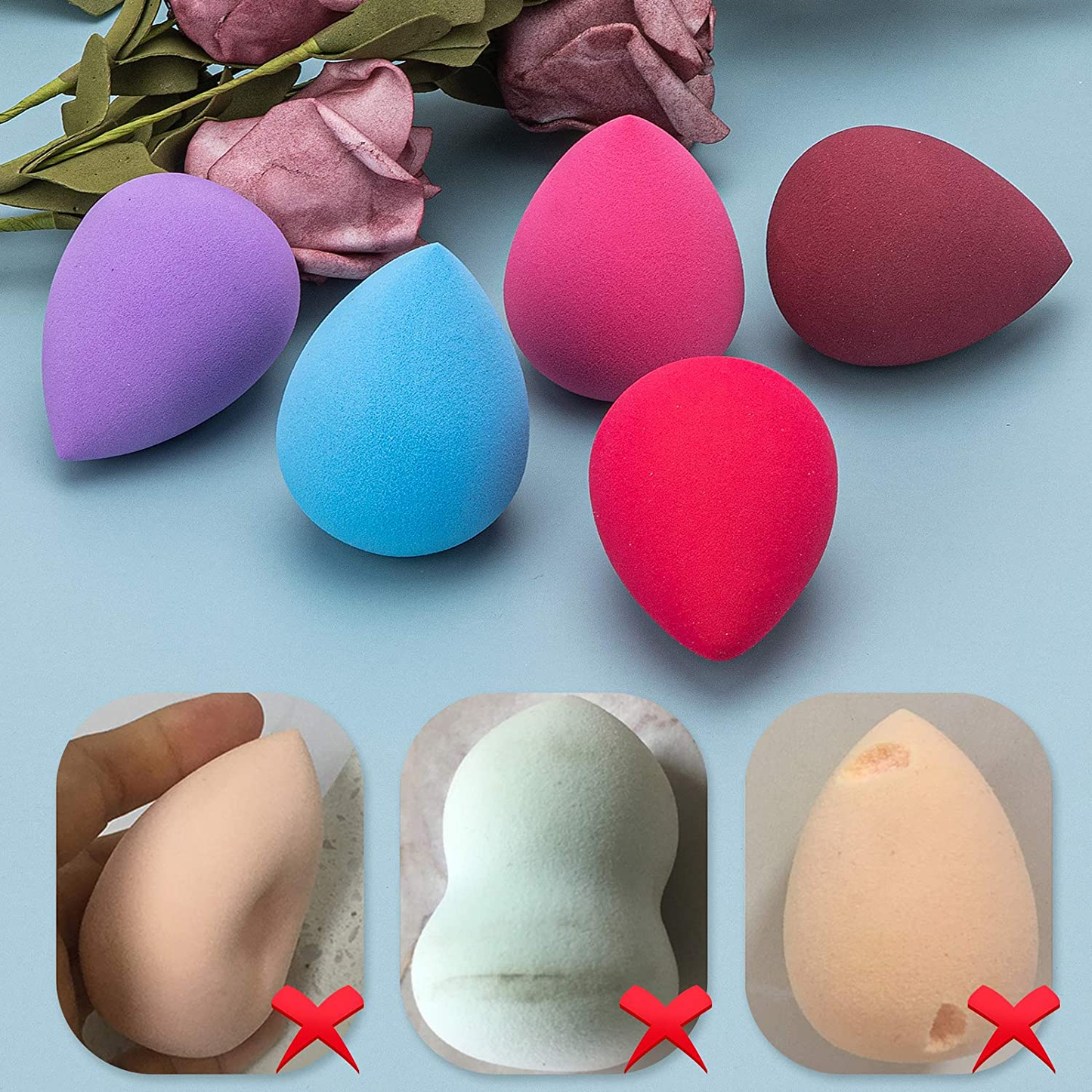 Cheap 5Pcs Beauty Blender, Makeup Sponge, Beauty Blender Sponge, Beauty Foundation Blending Sponge, Flawless for Liquid, Cream, and Powder, Multi-Colored by YUESHENNAN