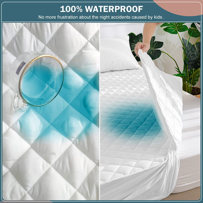 UNILIBRA 100% Waterproof Quilted Mattress Pad Queen Size, 6''-25'' Deep Pocket Fitted Mattress Protector Cover, Breathable, Hollow Cotton Alternative Filling Mattress Topper