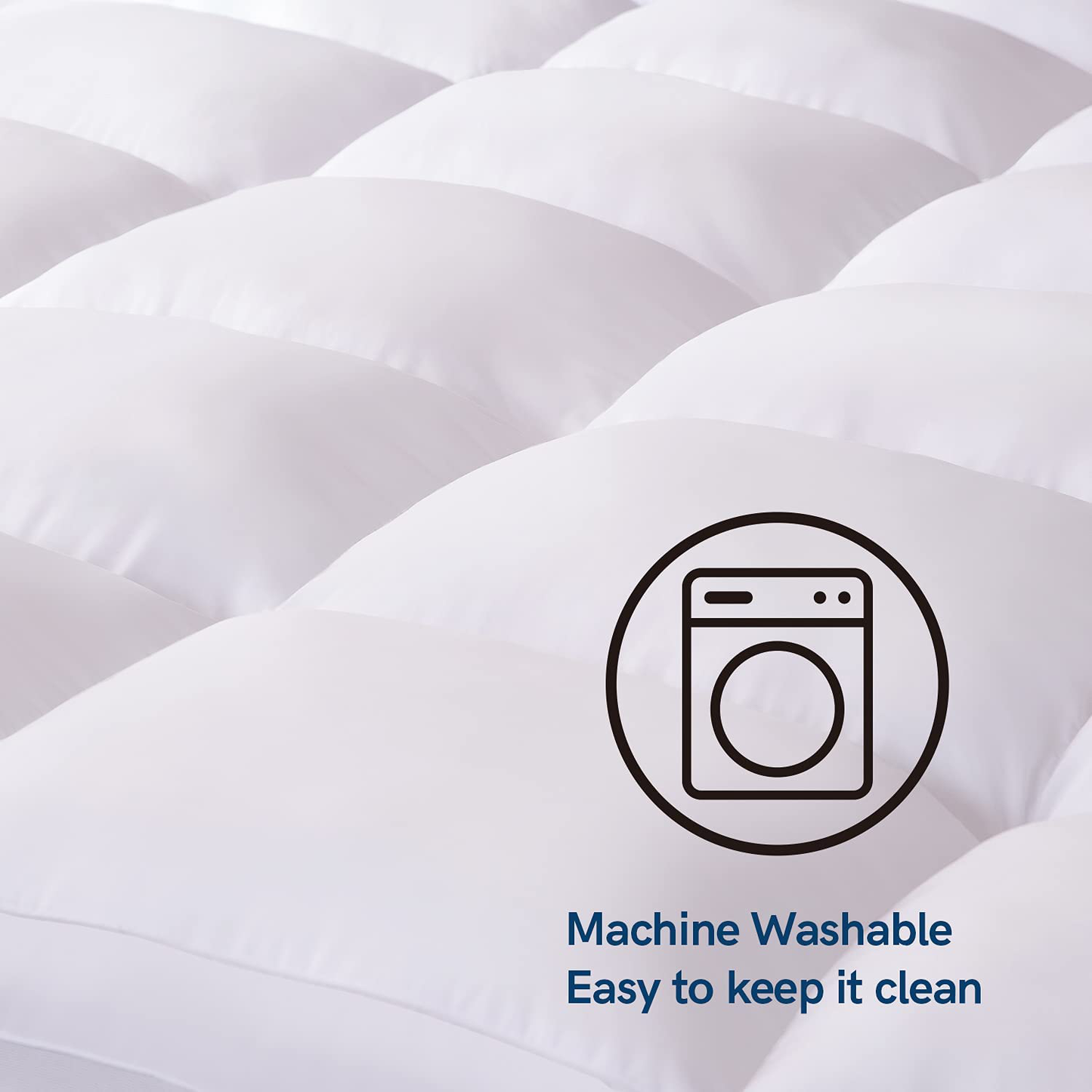 ELEMUSE Full White Cooling Mattress Topper for Back Pain, Extra Thick Mattress pad Cover, Plush Soft Pillowtop with Elastic Deep Pocket, Overfilled Down Alternative Filling