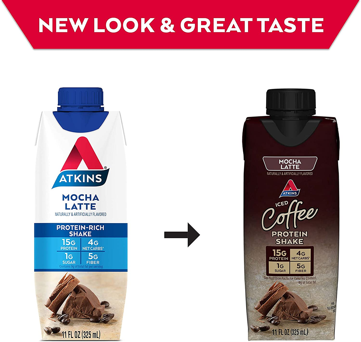 Atkins Gluten Free Protein-Rich Shake, Mocha Latte, Keto Friendly, 15 Count