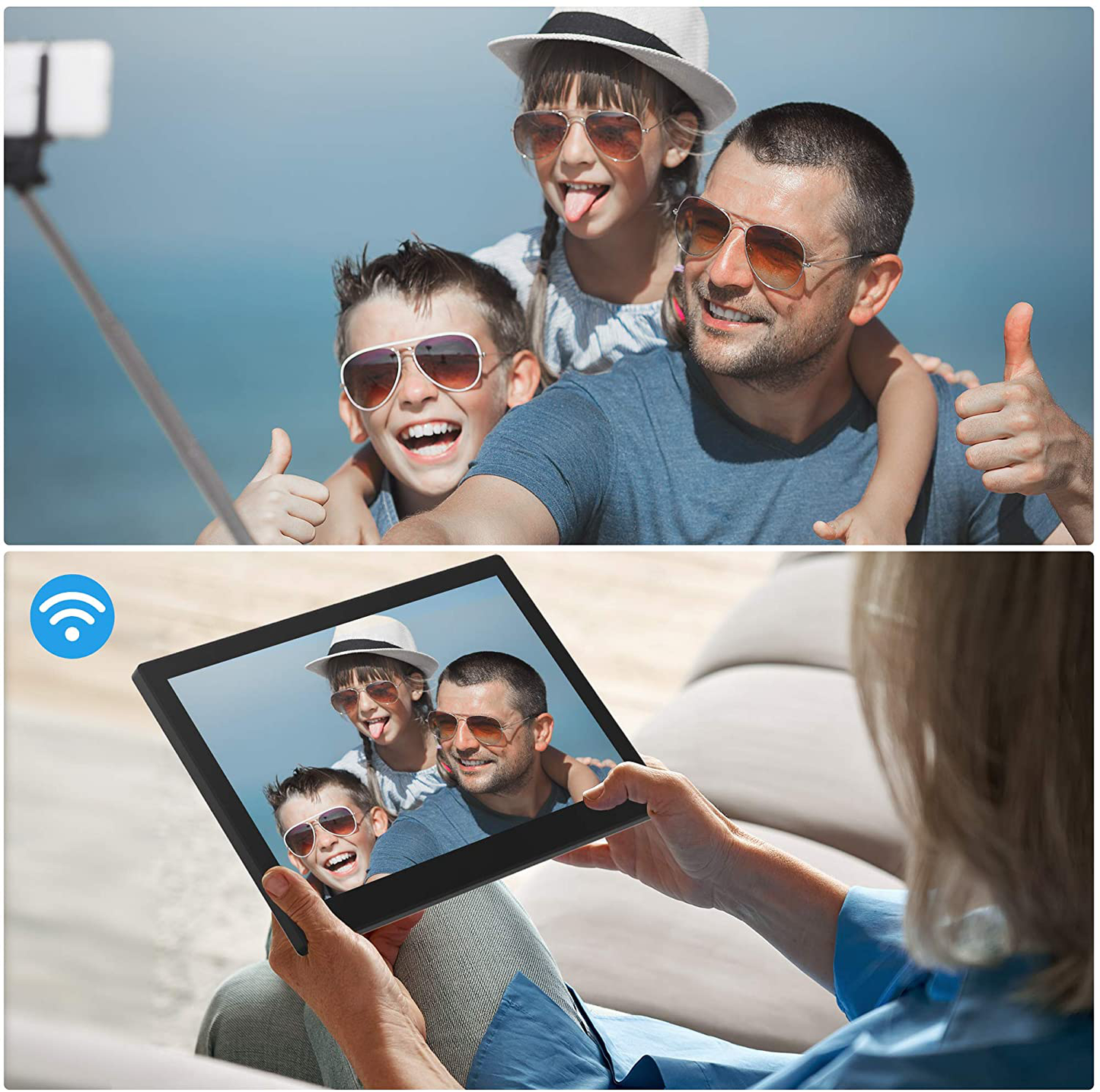 Dragon Touch Classic 15 Digital Picture Frame, 15.6” FHD Touch Screen Wifi Digital Photo Frame Instant Share Photos and Videos via App, Email, Cloud, Wall Mountable, Portrait and Landscape
