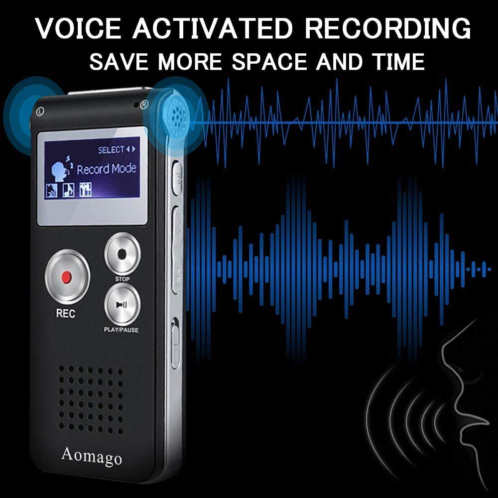 Digital Voice Recorder Voice Activated Recorder for Lectures, Meetings, Interviews Aomago 8GB Audio Recorder Mini Portable Tape Dictaphone with Playback, USB, MP3