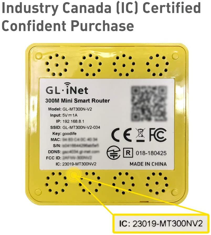 GL.iNET GL-MT300N-V2 Wireless Mini Portable Travel Router, Mobile Hotspot in Pocket, WiFi Repeater Bridge, Range Extender, OpenVPN Client, 300Mbps High Performance, 128MB RAM