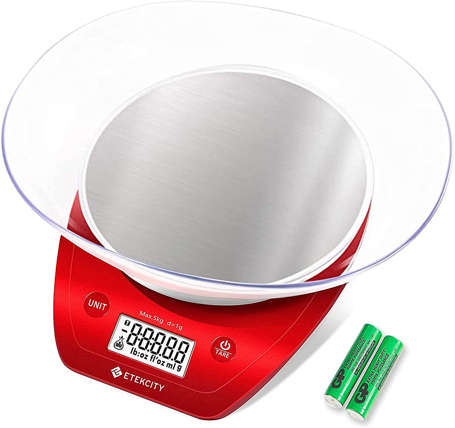 Food Kitchen Scale Bowl, Digital Grams and Ounces for Weight Loss, Baking, Cooking and Keto, 11lb,