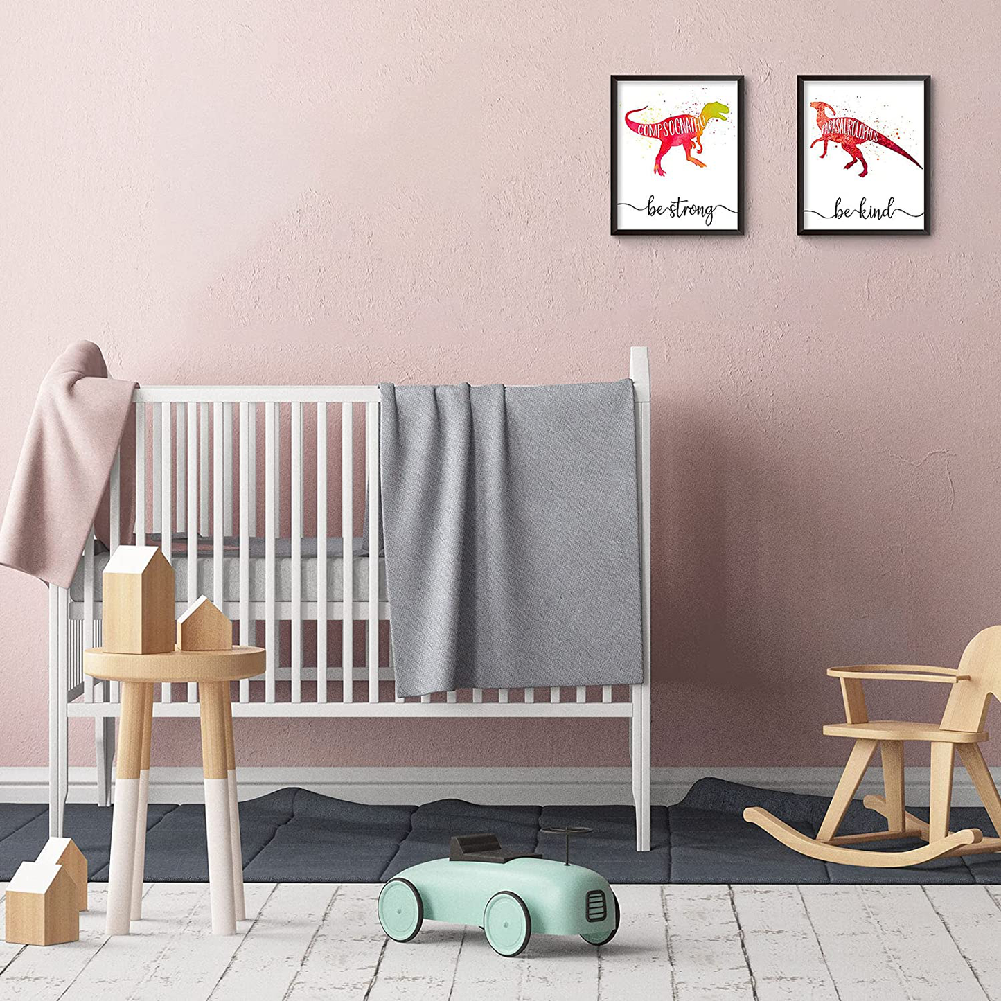 Zonon 9 Pieces Dinosaur Boy Room Decor Dinosaur Watercolor Poster Wall Art Prints Dinosaur Motivational Words Inspirational Quotes Wall Decals for Nursery Classroom Kids Room Decoration Unframed