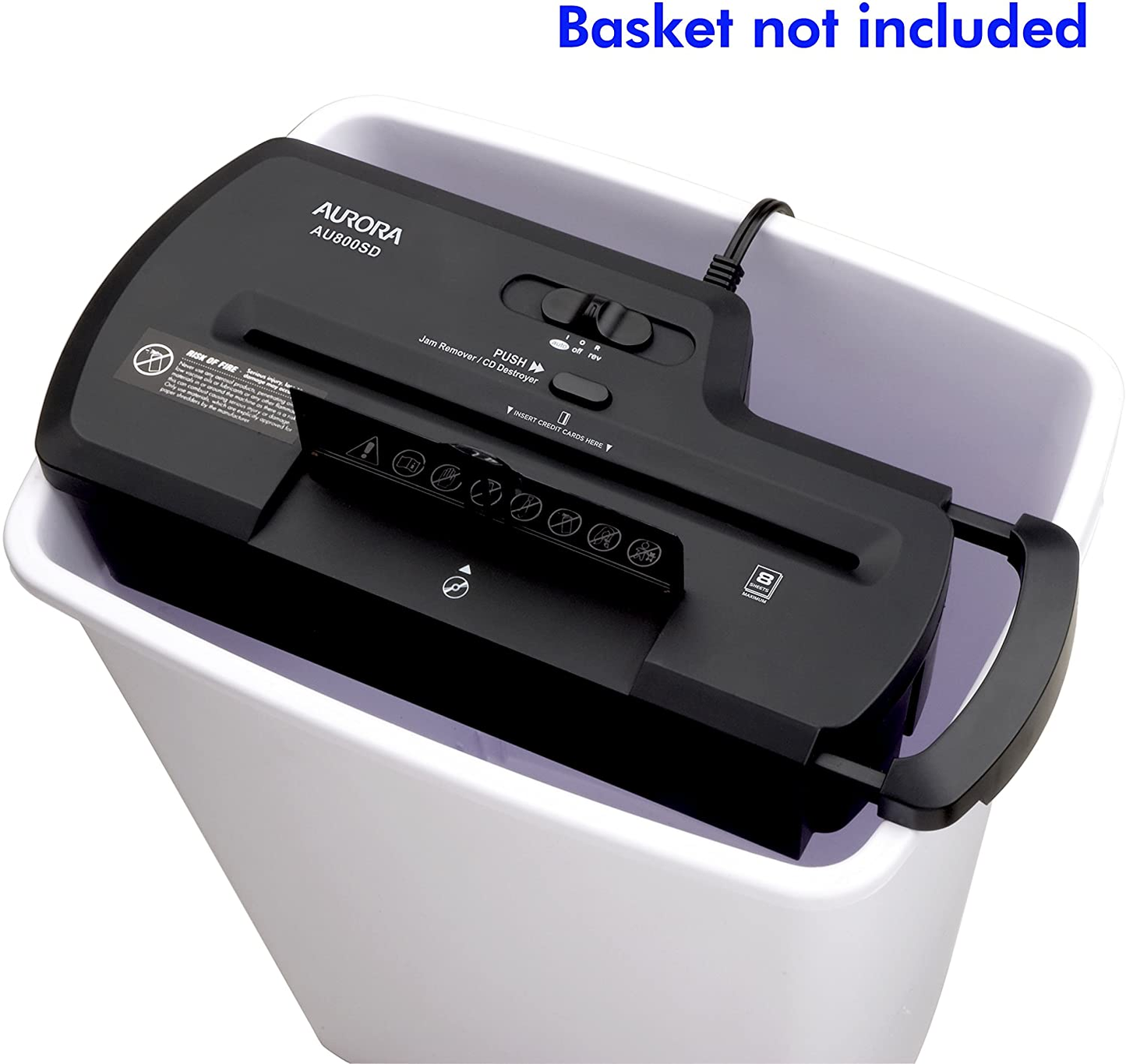Professional Strip Cut Paper Shredder/Cd/Credit Card Shredder without Wastebasket, 8-Sheet Strip-Cut No Basket , Black
