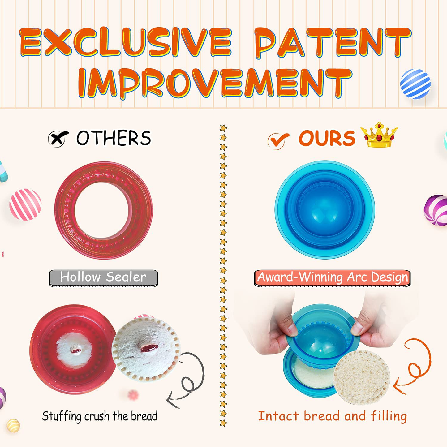 HiYZ Sandwich Cutter and Sealer, Pack of 5 Uncrustables Sandwich Maker for Kids, Bread Sandwich Decruster Pancake Maker DIY Cookie Cutter for Boys and Girls Lunch Lunchbox and Bento Box(Blue)