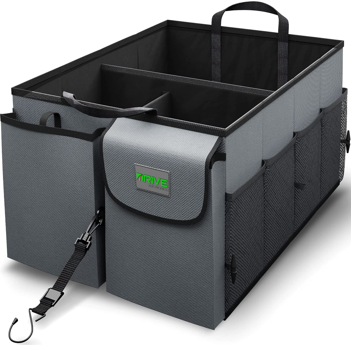 Drive Auto Trunk Organizers and Storage - Collapsible Multi-Compartment Car Organizer w/ Adjustable Straps - Automotive Consoles & Organizers