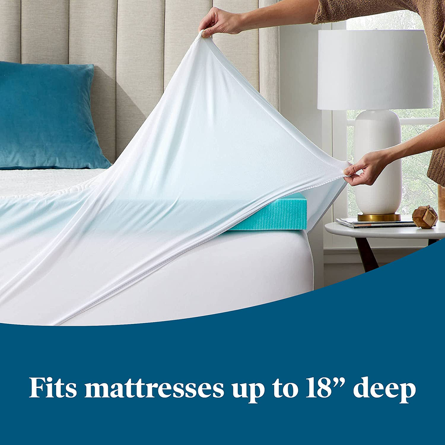LUCID Memory Foam Soft and Breathable-Machine Washable Mattress Topper Cover, California King, White