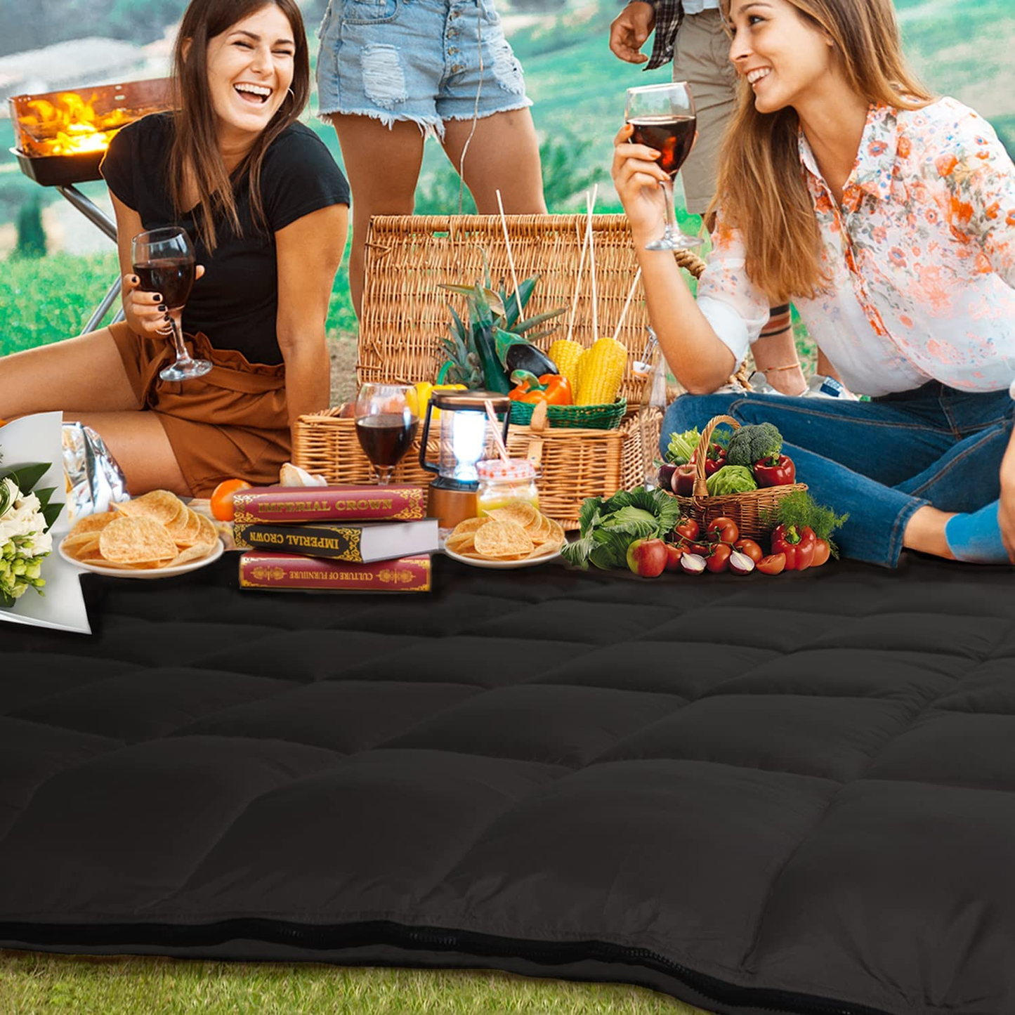 Packable & Lightweight Camping Blanket for Indoor & Outdoor Use, down Throw Blannket Reversible Wearable Soft, Couch Airplane Car Camp Hiking Stadium Concert