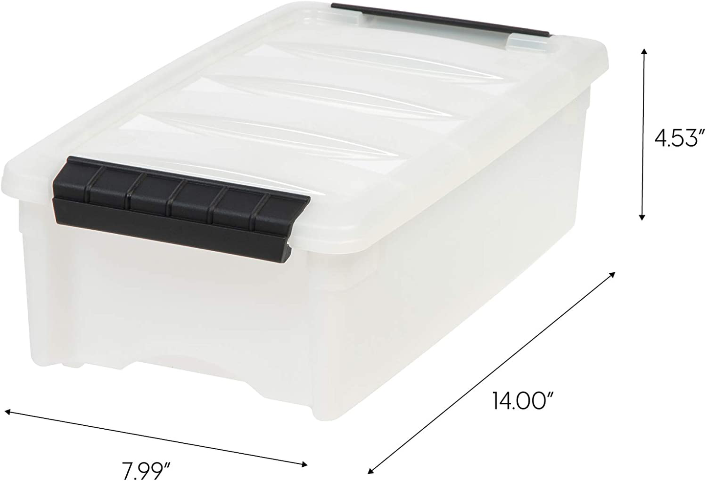 IRIS USA TB Pearl Plastic Storage Bin Tote Organizing Container with Durable Lid and Secure Latching Buckles, 19 Qt, 6 Count