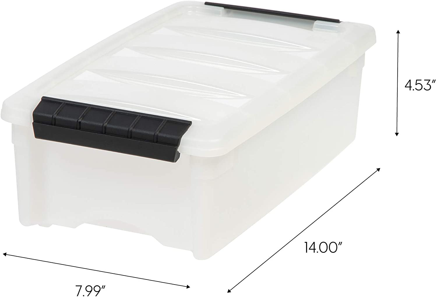 IRIS USA TB Pearl Plastic Storage Bin Tote Organizing Container with Durable Lid and Secure Latching Buckles, 19 Qt, 6 Count