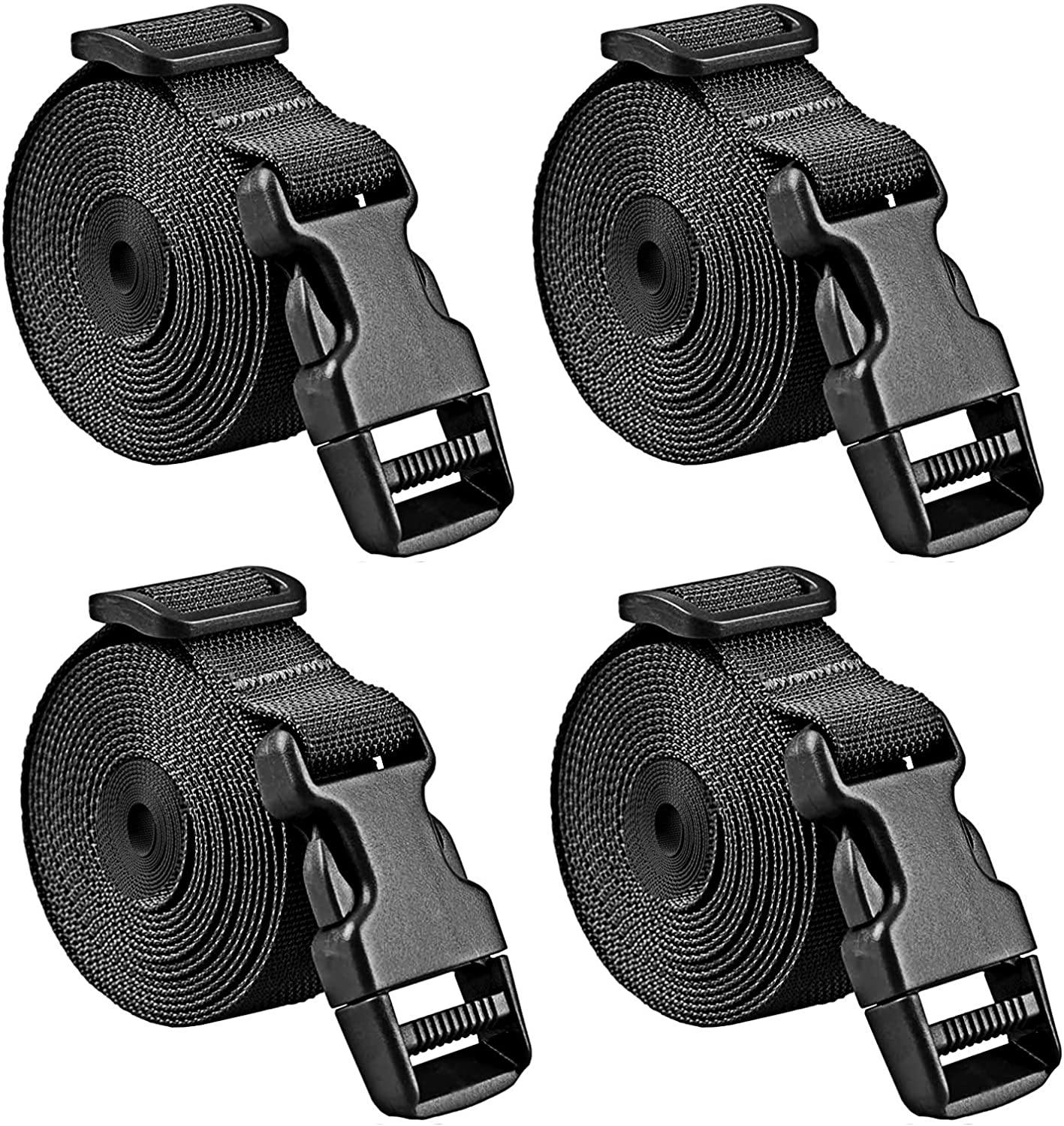Premium Utility Straps with Quick Release Buckle Adjustable Short Nylon Lashing Straps for Backpack Tactical Lashings Camping Gear Sleeping Bag Mattress and More(Black 4Pcs/6.5Ft)