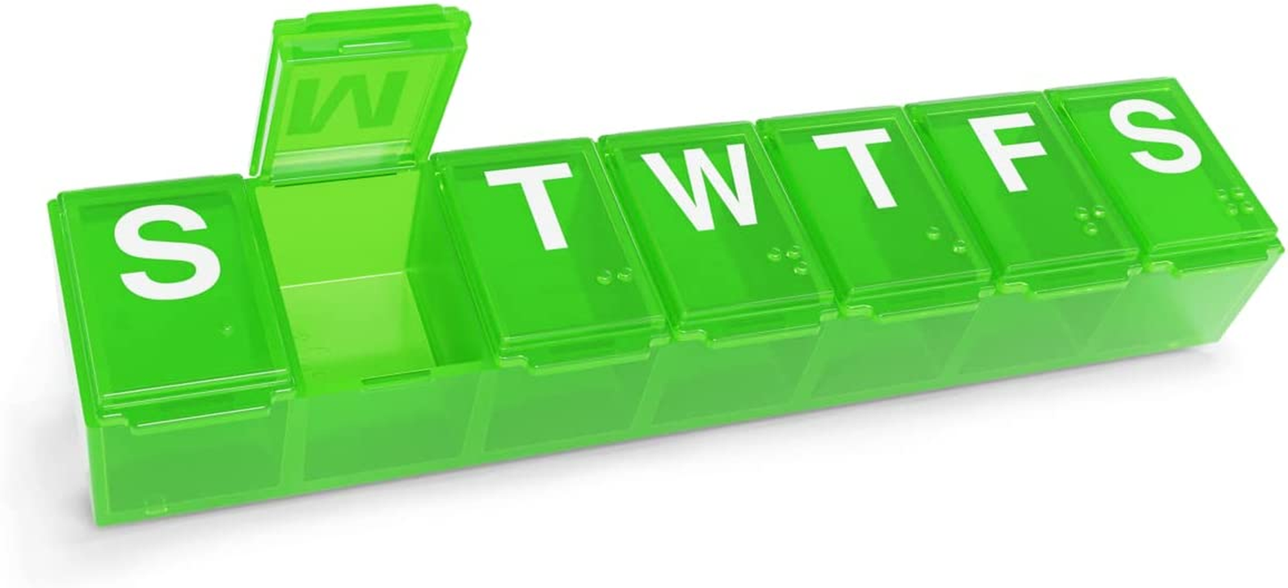 Ezy Dose Weekly (7-Day) Pill Organizer, Vitamin Case, and Medicine Box, Small Compartments, Color May Vary