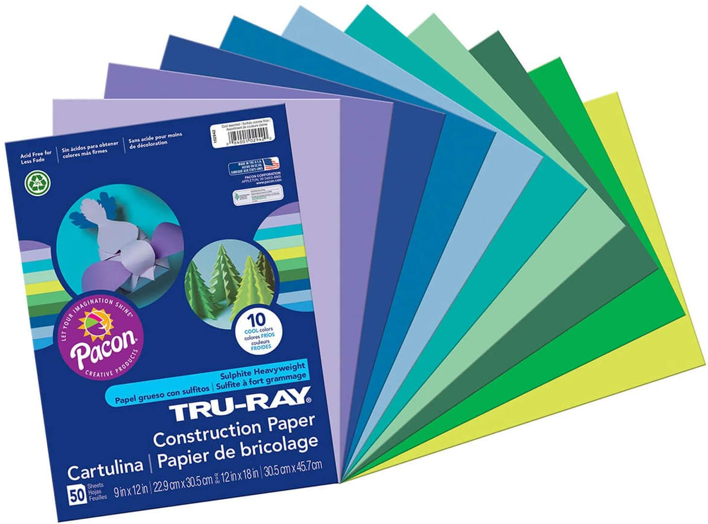Tru-Ray Construction Paper P103031, 10 Classic Colors, 9" X 12", 50 Sheets