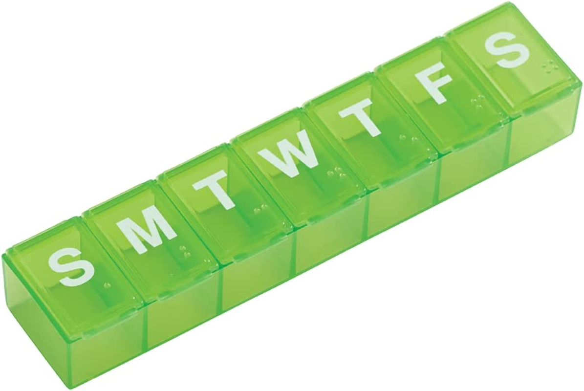 Ezy Dose Weekly (7-Day) Pill Organizer, Vitamin Case, and Medicine Box, Small Compartments, Color May Vary