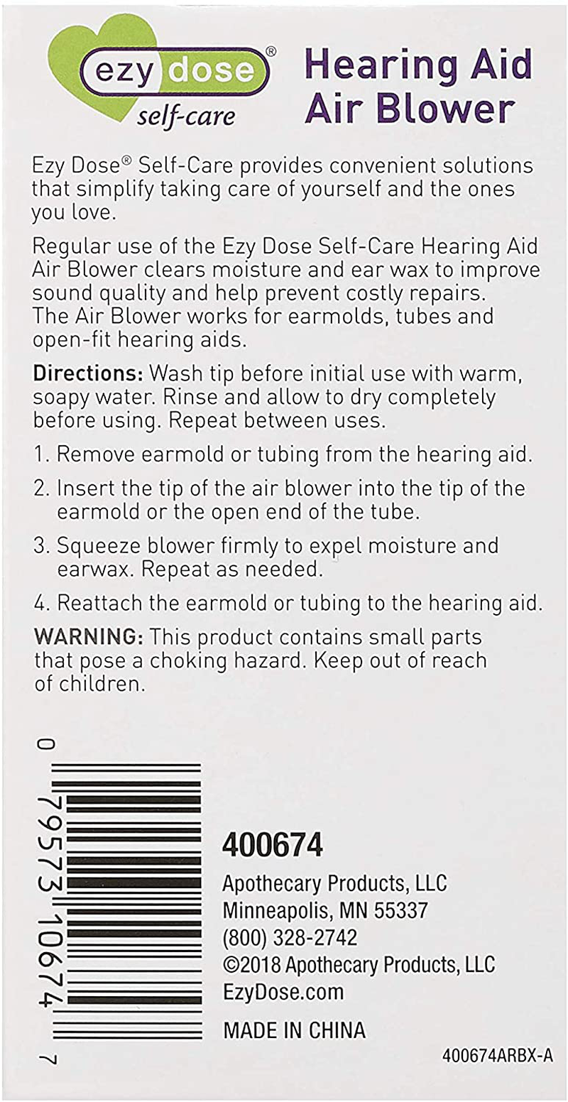 EZY DOSE Hearing Aid Blower | Clears Moisture & Ear Wax | Helps Improve Sound Quality, 1 Count
