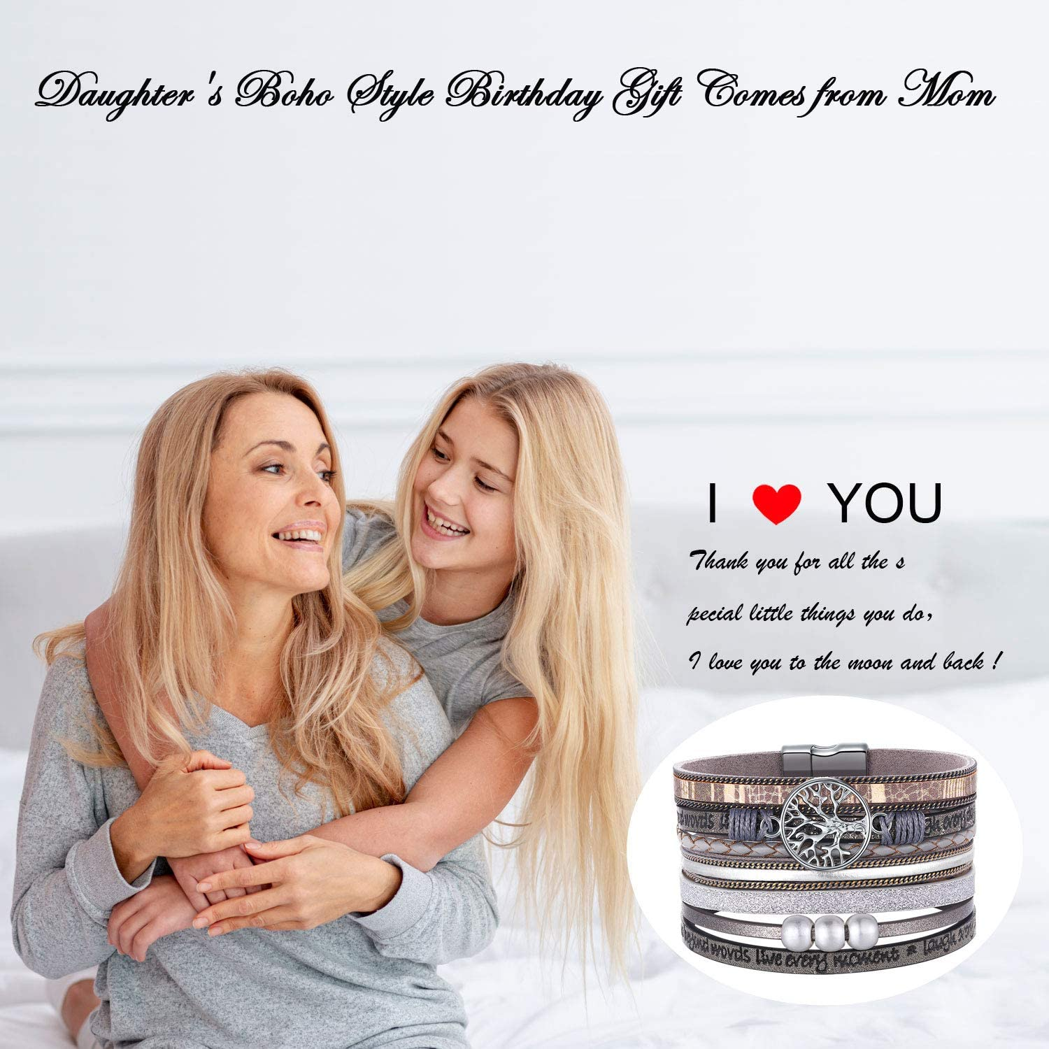 Inspirational Tree of Life Leather Bracelets for Women,Birthday Easter Jewelry Gifts for Teens Girls