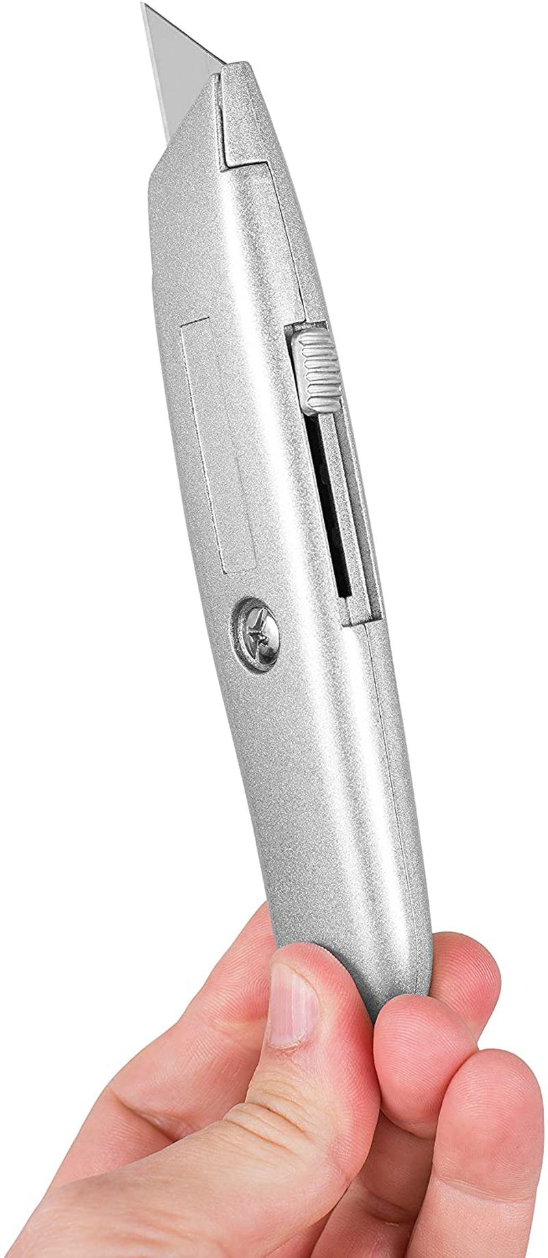 Internet's Best Classic Utility Knife - Set of 20 - Retractable Razor Knife Set - Extra Blade Refills - Box Cutter Locking Razor Knife - Full Metal Body - Silver