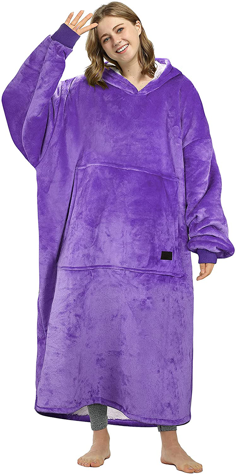 Catalonia Oversized Wearable Blanket Hoodie Sweatshirt, Comfortable Sherpa Lounging Pullover for Adults Men Women Teenagers Wife Girlfriend
