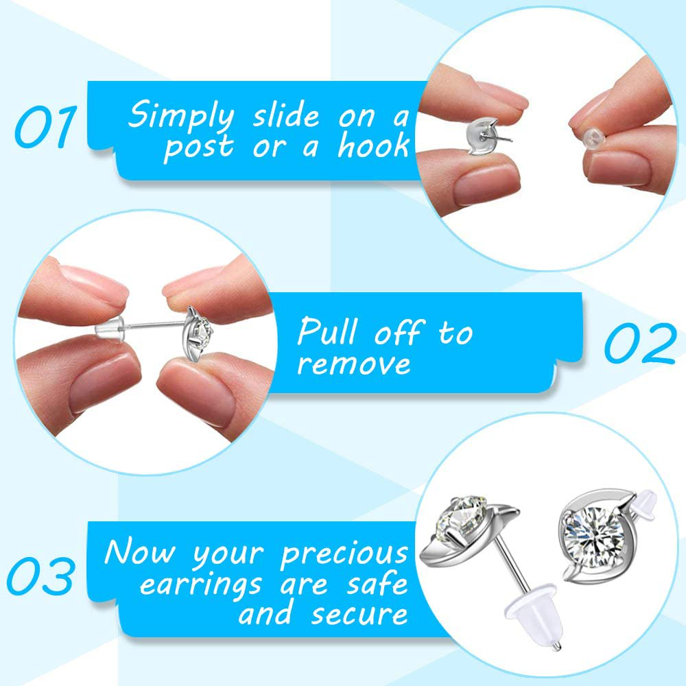 Silicone Clear Earring Backs 1000 Pieces Bullet Earring Clutch by Yalis