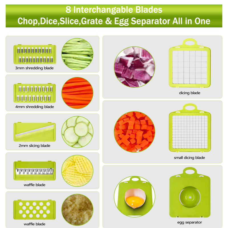 12-in-1 Multi-Functional Food Chopper with Container