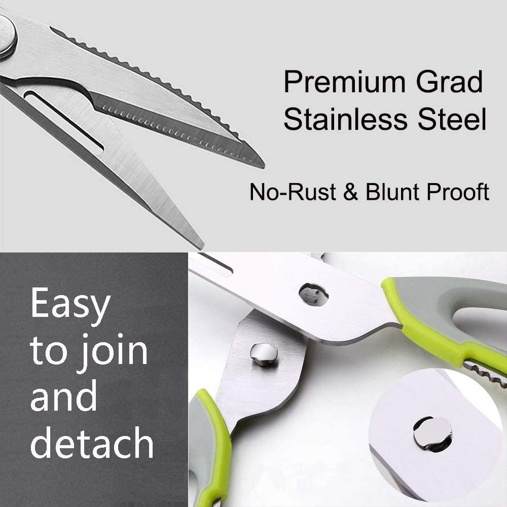 6 Function Kitchen Scissors Shears for Chef Detachable with Magnetic Holder