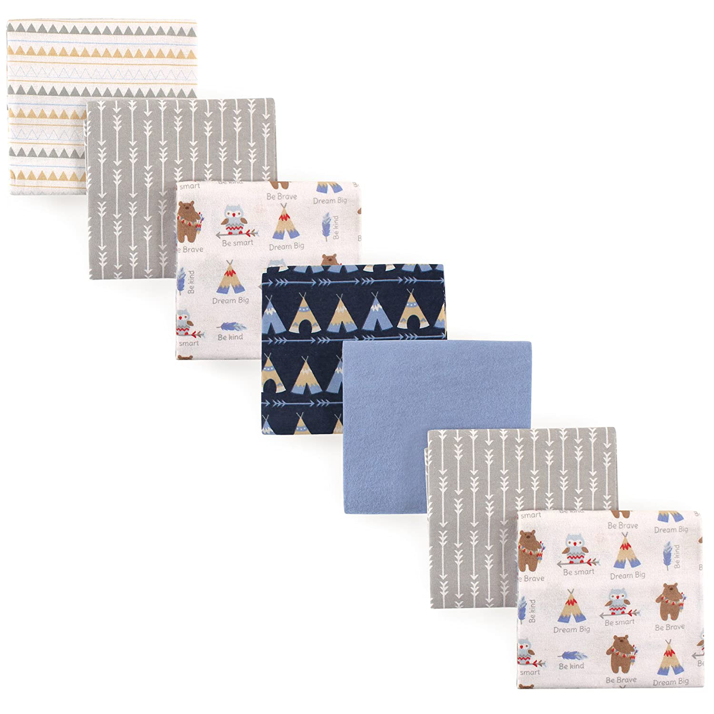 Luvable Friends Unisex Baby Cotton Flannel Receiving Blankets Bundle, Abc, One Size