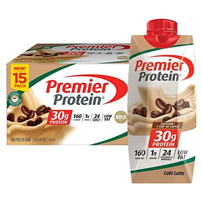 Premier Protein 30G High Protein Shake, Café Latte - 160 Calories - 24 Vitamins & Minerals - 30 G Protein - Ready Set Gourmet Donate a Meal Program - 1 Case (11 Fl. Oz., 15 Pk.)