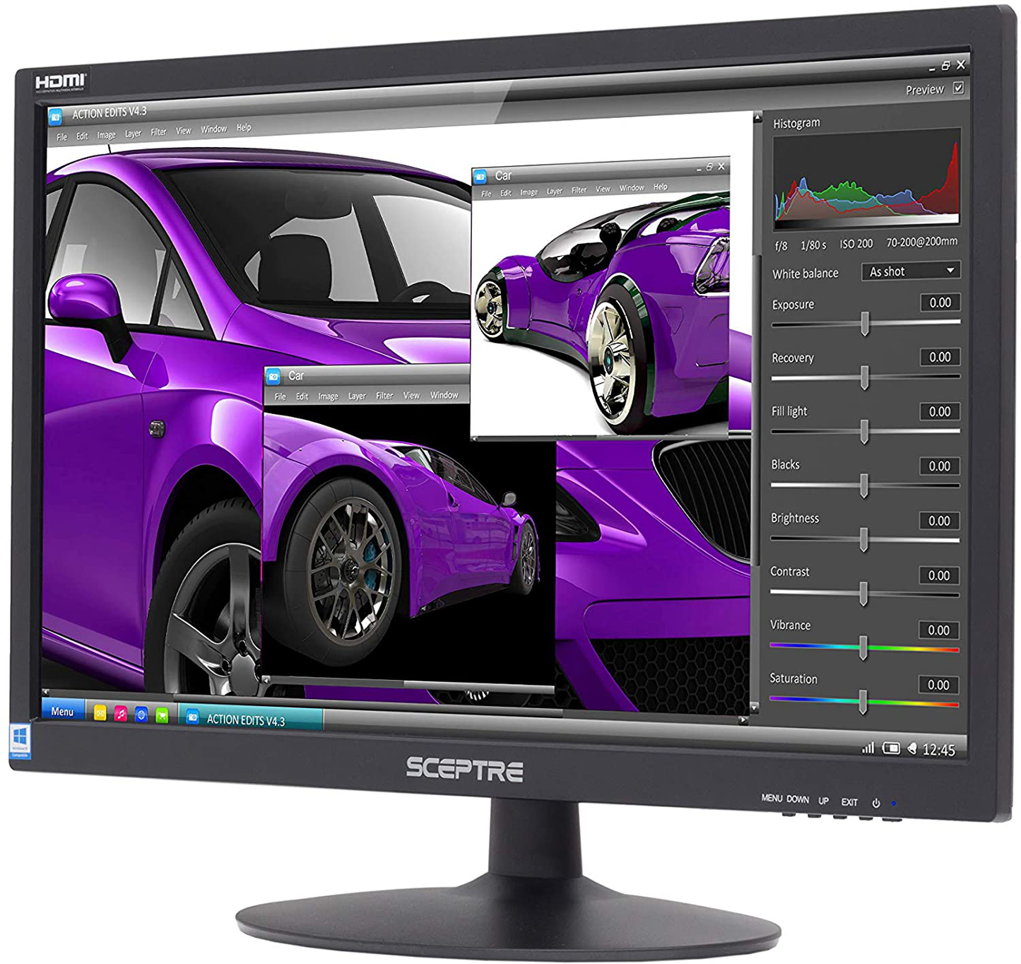 Sceptre 22-Inch 75Hz 1080P LED Monitor HDMI VGA Build-In Speakers, Brushed Black 2019 (E225W-19203S), Metal Black
