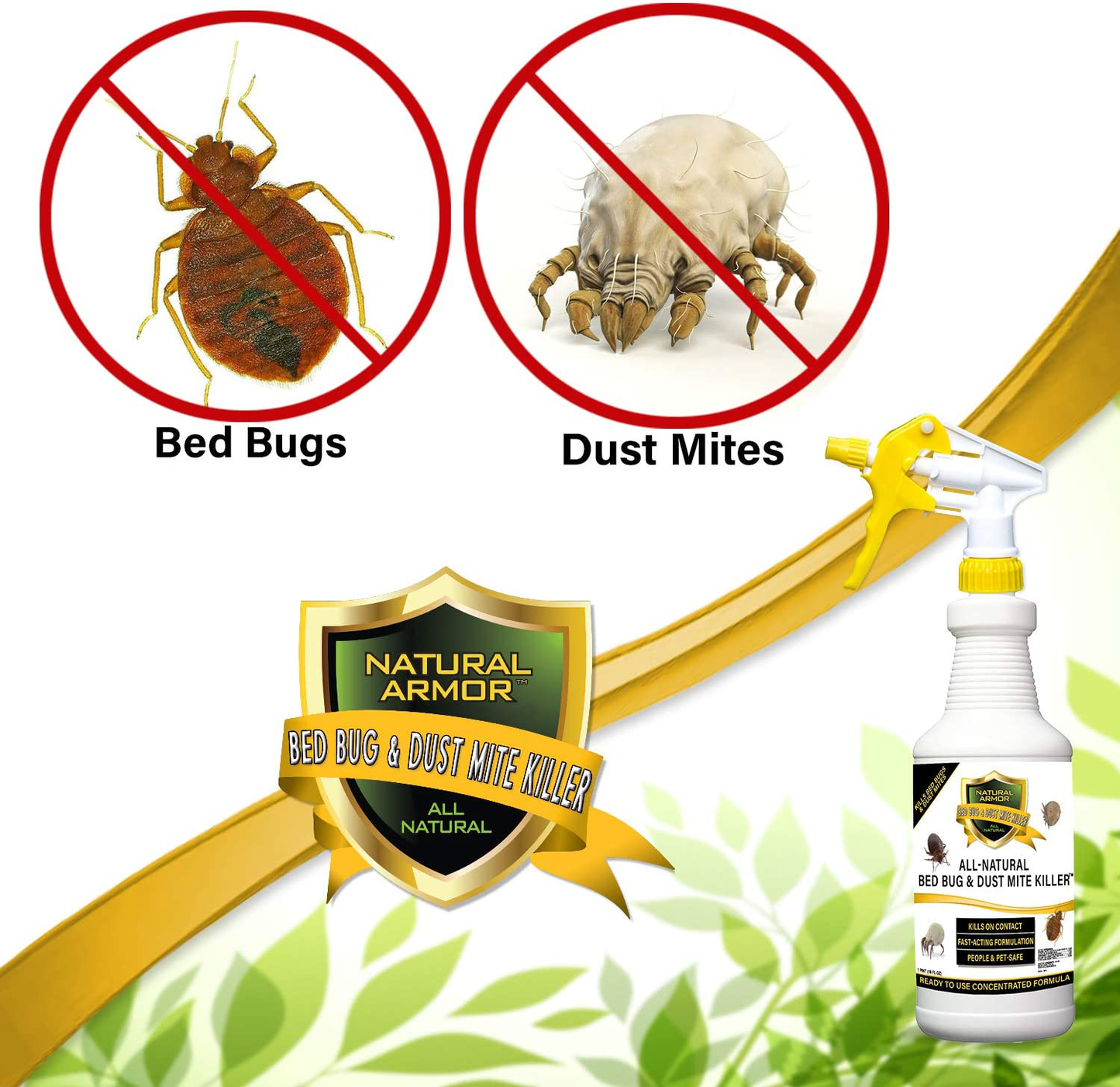 Bed Bug & Dust Mite Killer Natural Spray Treatment for Mattresses, Covers, Carpets & Furniture - Fast Extended Protection. Pet & Kids Safe - No Toxins or Chemicals 128 oz Gallon