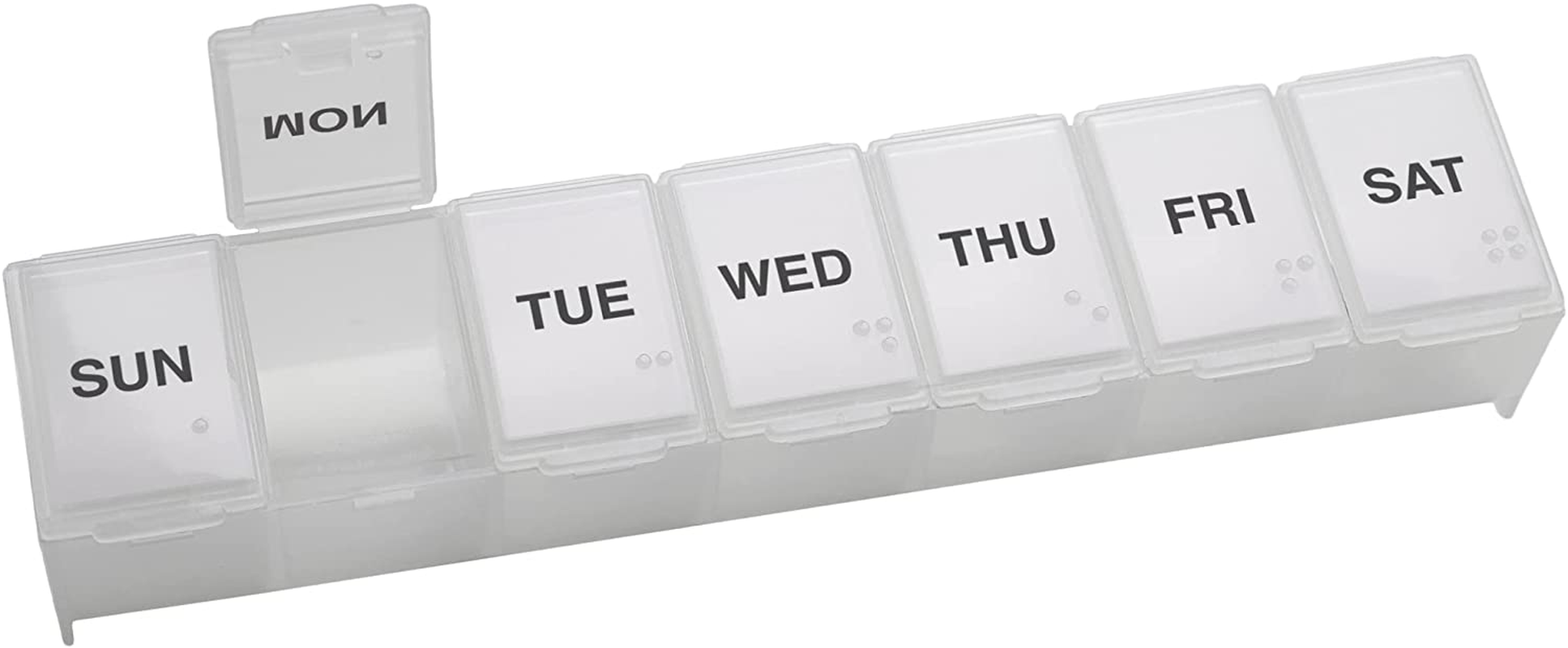 Ezy Dose Weekly (7-Day) Pill Organizer, Vitamin Case, and Medicine Box, Small Compartments, Color May Vary