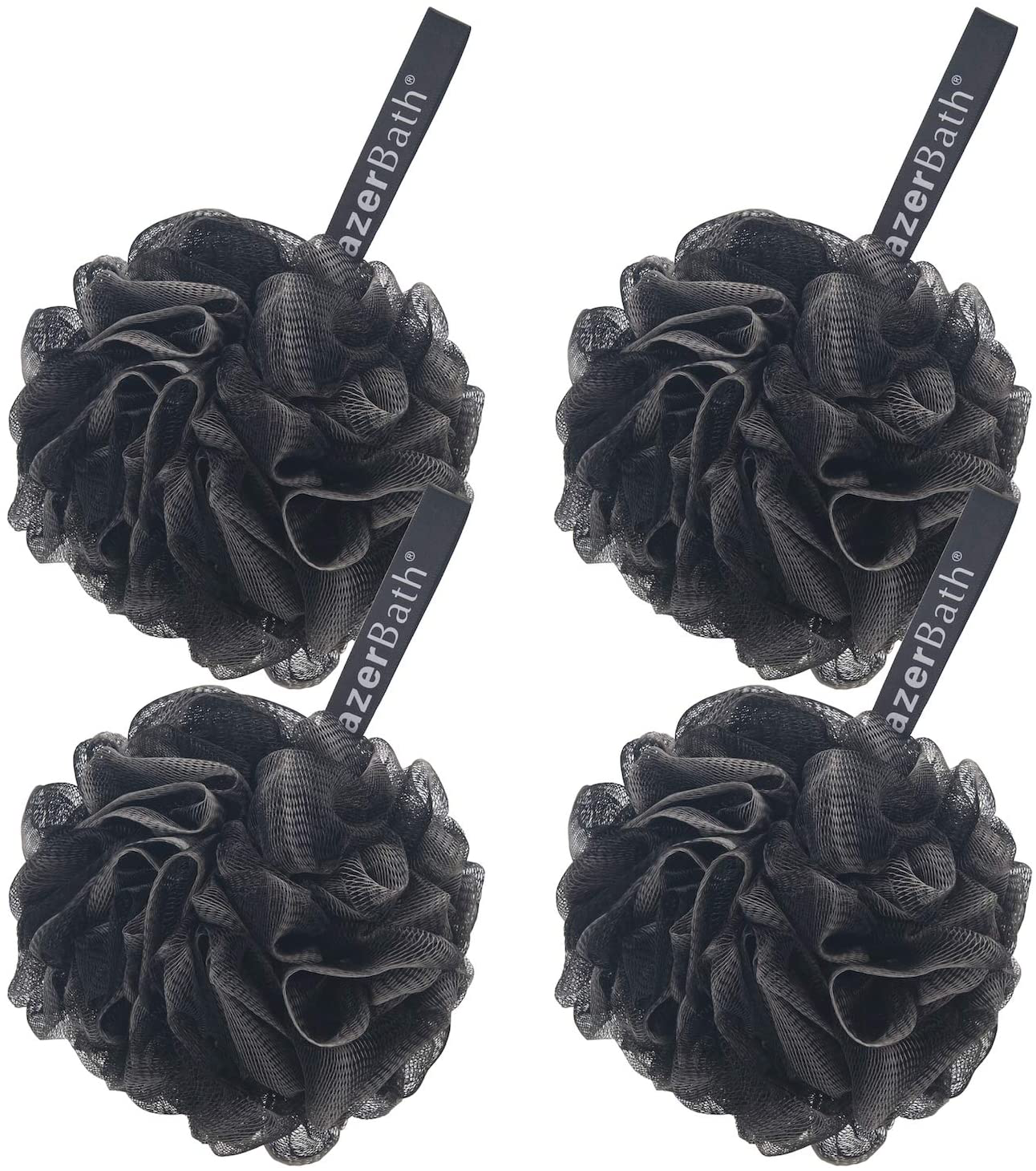 AmazerBath Shower Bath Sponge Shower Loofahs Balls Body Wash Bathroom Men Women- Set of 4