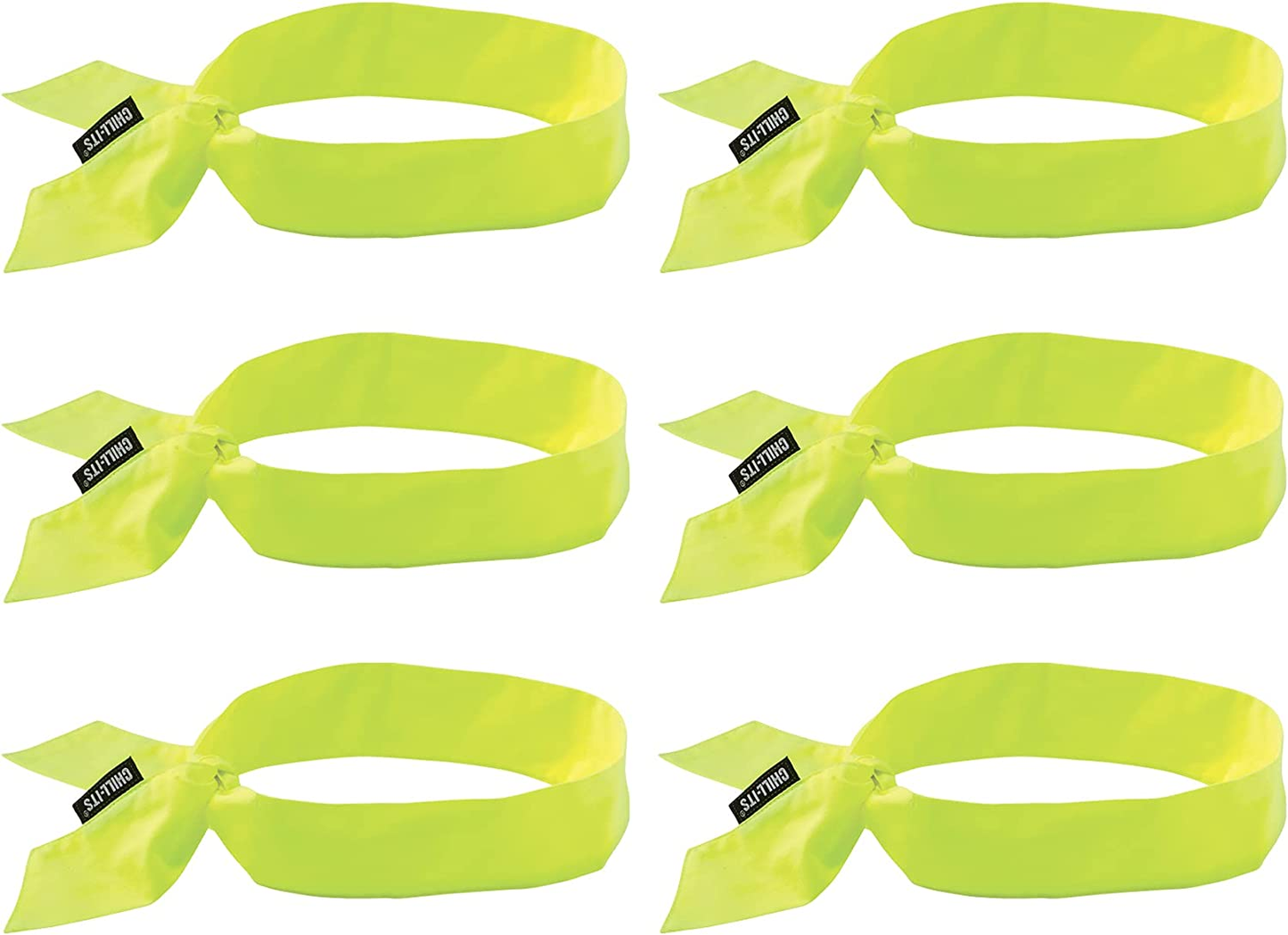 Chill Its 6700 Cooling Bandana, Lime, Evaporative Polymer Crystals for Cooling Relief, Tie for Adjustable Fit
