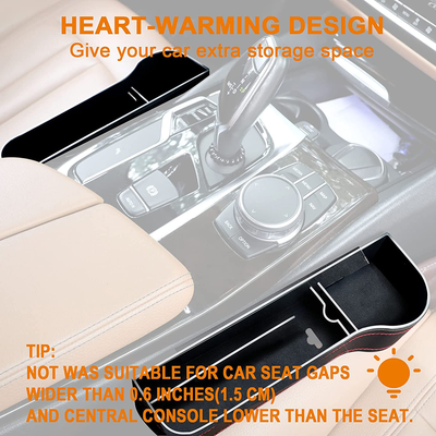 Car Seat Gap Filler Organizer, 2 Pack Multifunctional Car Seat Organizer, Auto Console Side Storage Box with Cup Holders 2 Seat Hooks for Drink, Car Organizer Front Seat for Holding Phone, Sunglasses
