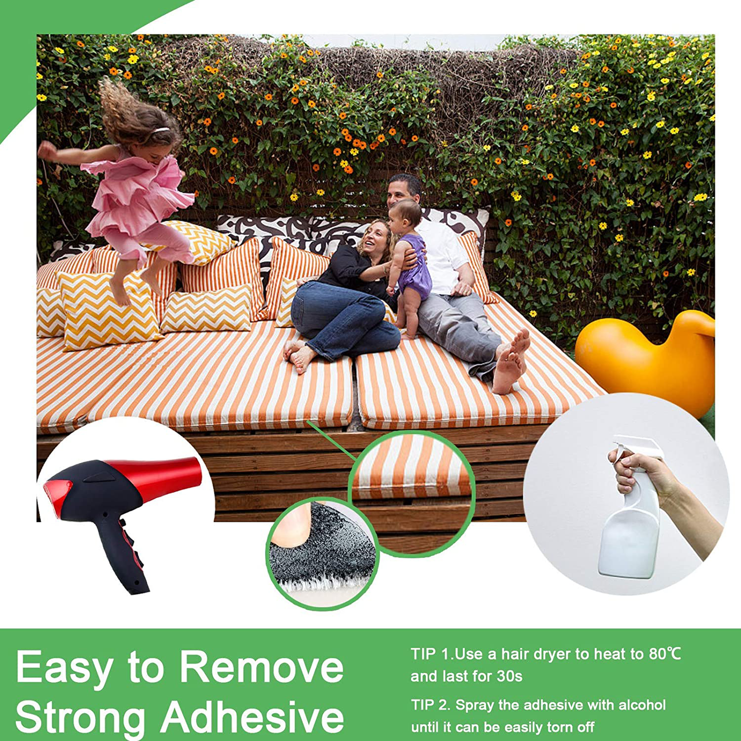 TEUVO Non Slip Mattress Pad, Keep Mattress in Place for a Great Night’s Sleep, Premium Hook and Loop Tape with Adhesive for Mattresses with Smooth Surfaces, DIY 11 cm Wide and 2 M Long