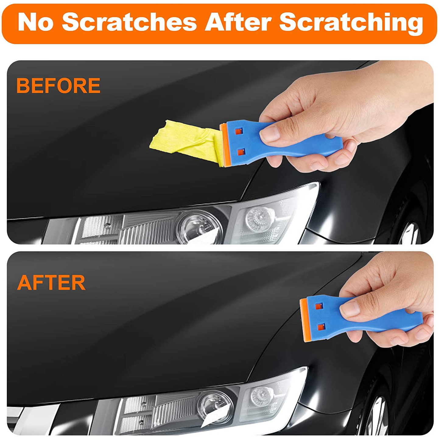Plastic Razor Blade Scraper, 2PCS Scraper Tool with 60PCS Plastic Blades, Cleaning Scraper Remover for Stickers, Decals, Adhesive, Labels, Paint, Glass, Car, Window, Stove Top, Caulk, No Scratches