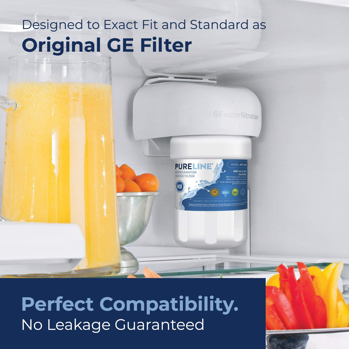 Pureline MWF Water Filter Replacement. Compatible with GE MWF And MWFP, MWFA, MWFAP, MWFINT, GWF, GWFA, HWF, HWFA, HDX FMG-1, Smartwater, WFC1201, GSE25GSHECSS, 197D6321P006 (3 Pack)
