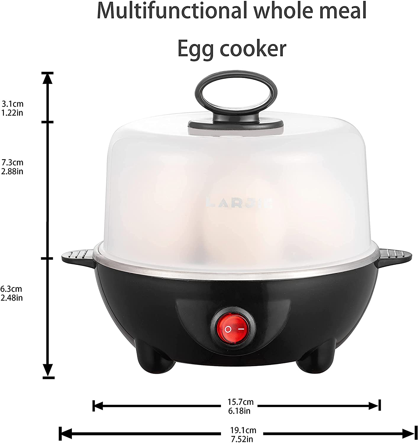 Electric Egg Boiler Cooker Rapid Poacher 1 or 7 Capacity Soft Medium Hard Boiled or Poached for Hard Boiled Scrambled Eggs or Omelets Steamed Vegetables Seafood W/Auto Shut off Feature Black
