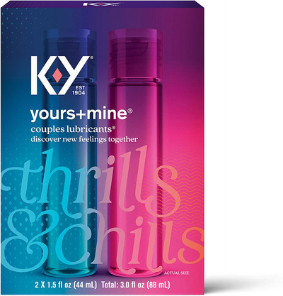 Lubricant for Him and Her, K-Y Yours & Mine Couples Lubricant, 3 fl oz, Couples Personal Lubricant and Intimate Gel, Sex Lube for Women, Men and Couples, Clear