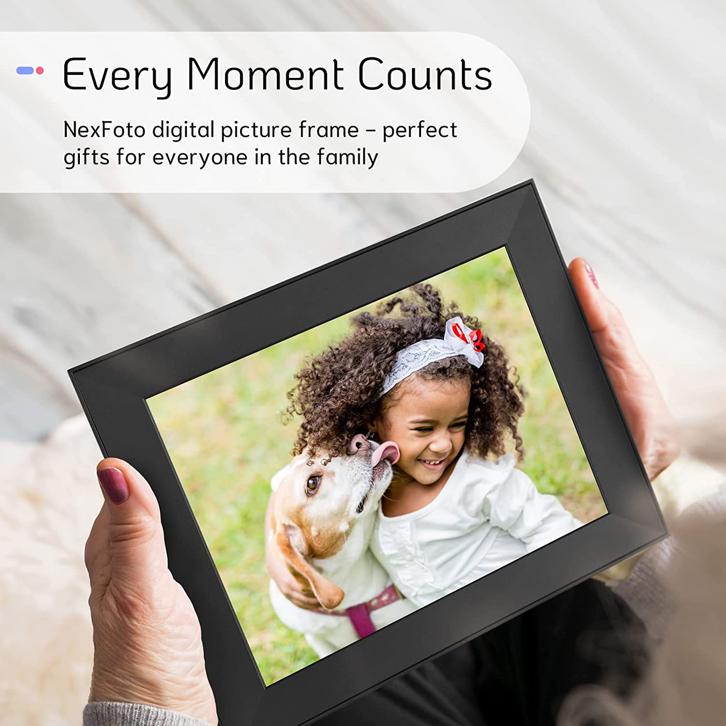 Nexfoto Smart Wifi Digital Picture Frame 16GB Memory, Electronic Photo Frame with IPS Touch Screen, Share Photos Videos via Easy-To-Use App, Gift for Grandparents (Knight Black)