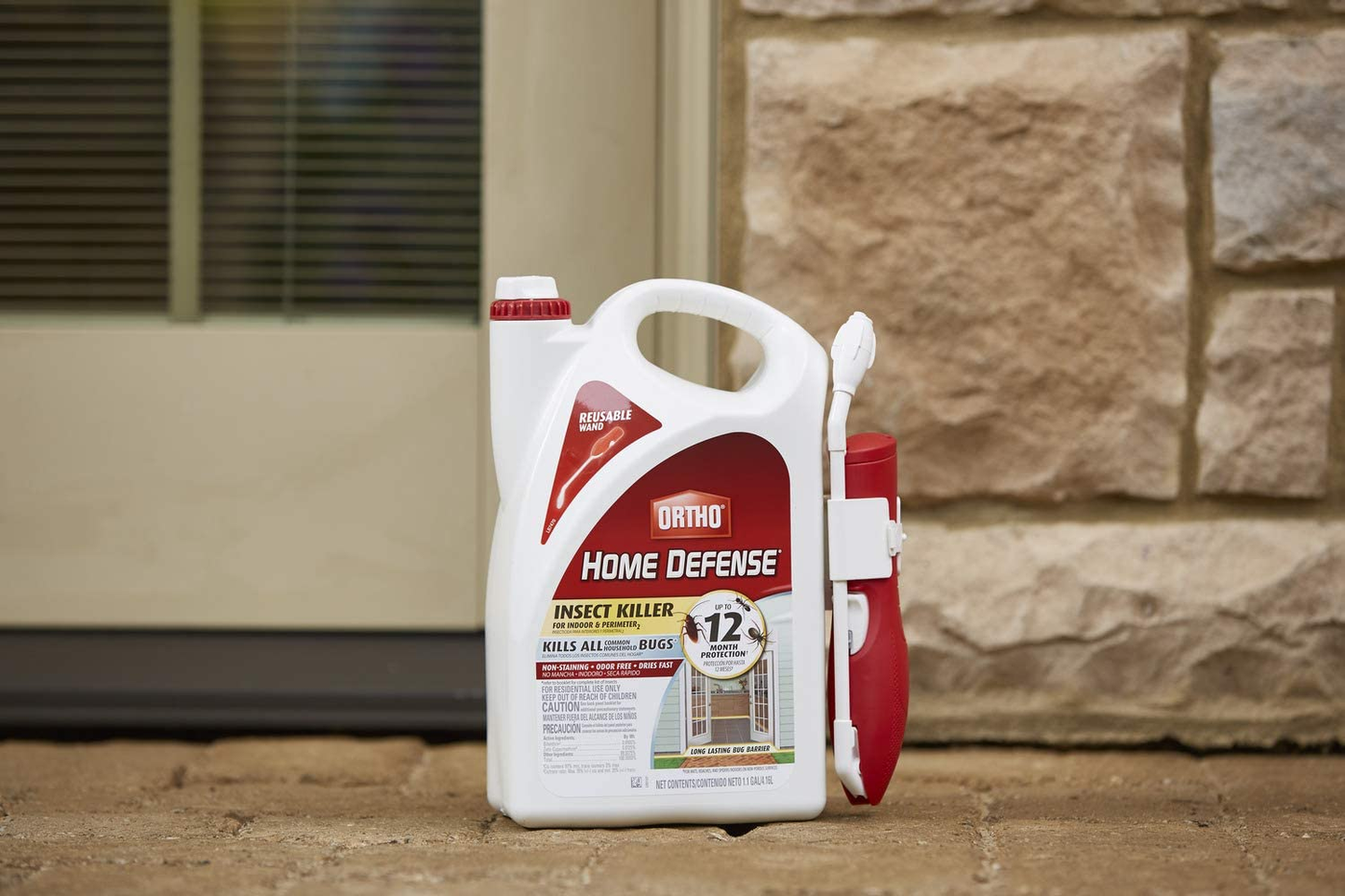 Ortho Home Defense Insect Killer for Indoor & Perimeter2: with Comfort Wand, Kills Ants, Cockroaches, Spiders, Fleas & Ticks, Odor Free, 1.1 Gal.