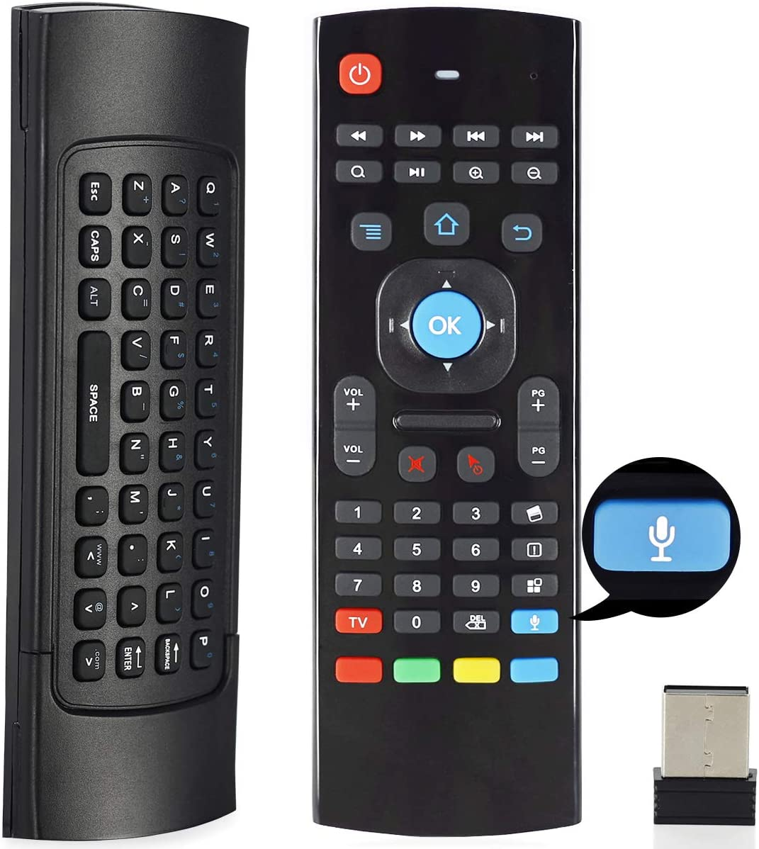 MX3 Air Mouse Mini Keyboard Wireless Remote, 2.4G Multifunctional Fly Mouse with Infrared Learning for Android Smart TV Box, 3-Gyro and 3-Gsensor, Projector HTPC Mini PC, PS3/4 Xbox 360