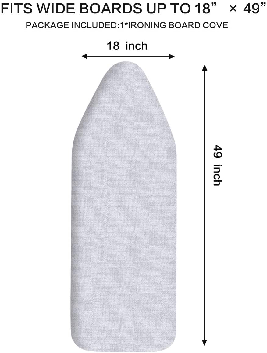 Ironing Board Cover and Pad for Extra Wide 18 x 49 Ironing Boards,Premium Heavy Duty 3-Layer Silicone Coated Cover with 2mm Foam and 4mm Felt,Resists Scorching and Staining (49”x18”,Size C)