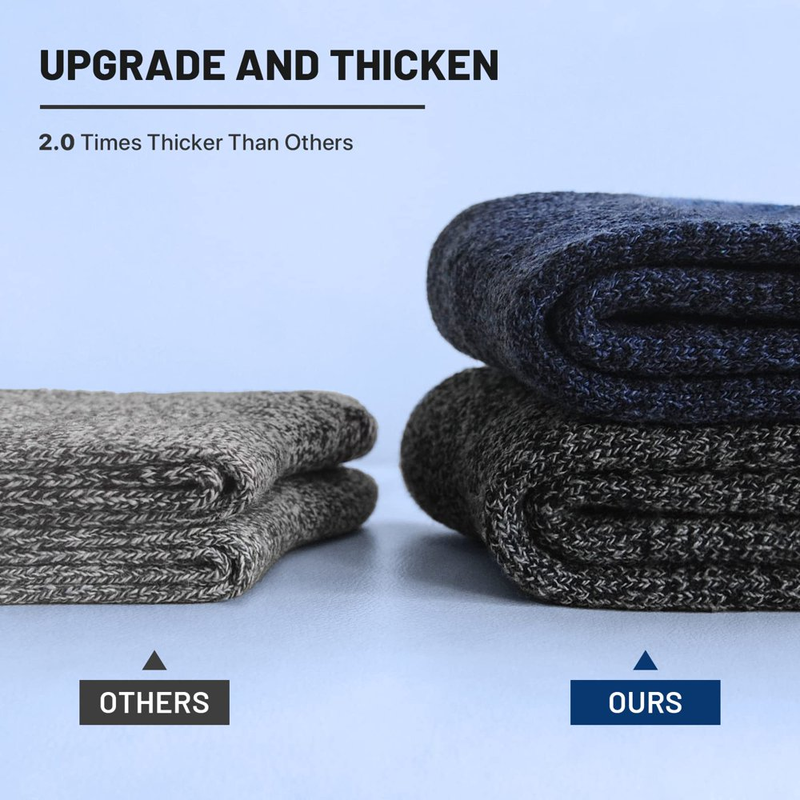 5 Pairs Merino Wool Socks for Men - Thick Winter Wool (Fit USA Size 7-13)