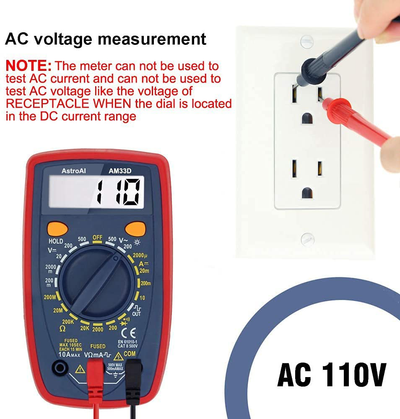 AstroAI Multimeter 2000 Counts Digital Multimeter with DC AC Voltmeter and Ohm Volt Amp Tester ; Measures Voltage, Current, Resistance; Tests Live Wire, Continuity