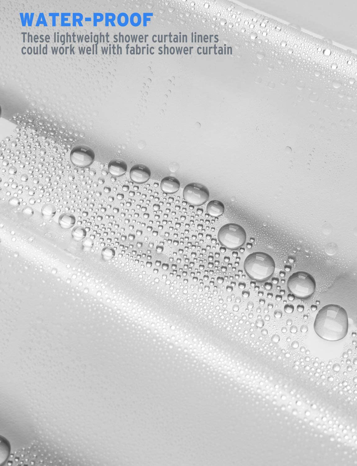 AmazerBath Lightweight Shower Curtain Liner, 72x72 Inches PEVA 3G Shower Curtain Liner with Magnets and 12 Grommet Holes, Waterproof Thin Plastic Liners-Clear